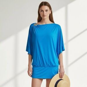 🌻Michael Kors Blue Swimsuit 1/2 Sleeve Cover-up Size XS/S